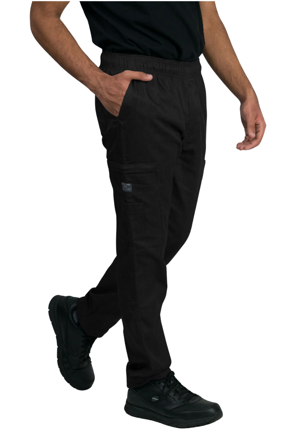 Pantalón Unisex Chef Code Slim Fit Con Cintura Elástica, Zipper y Bolsillos Cargo Black