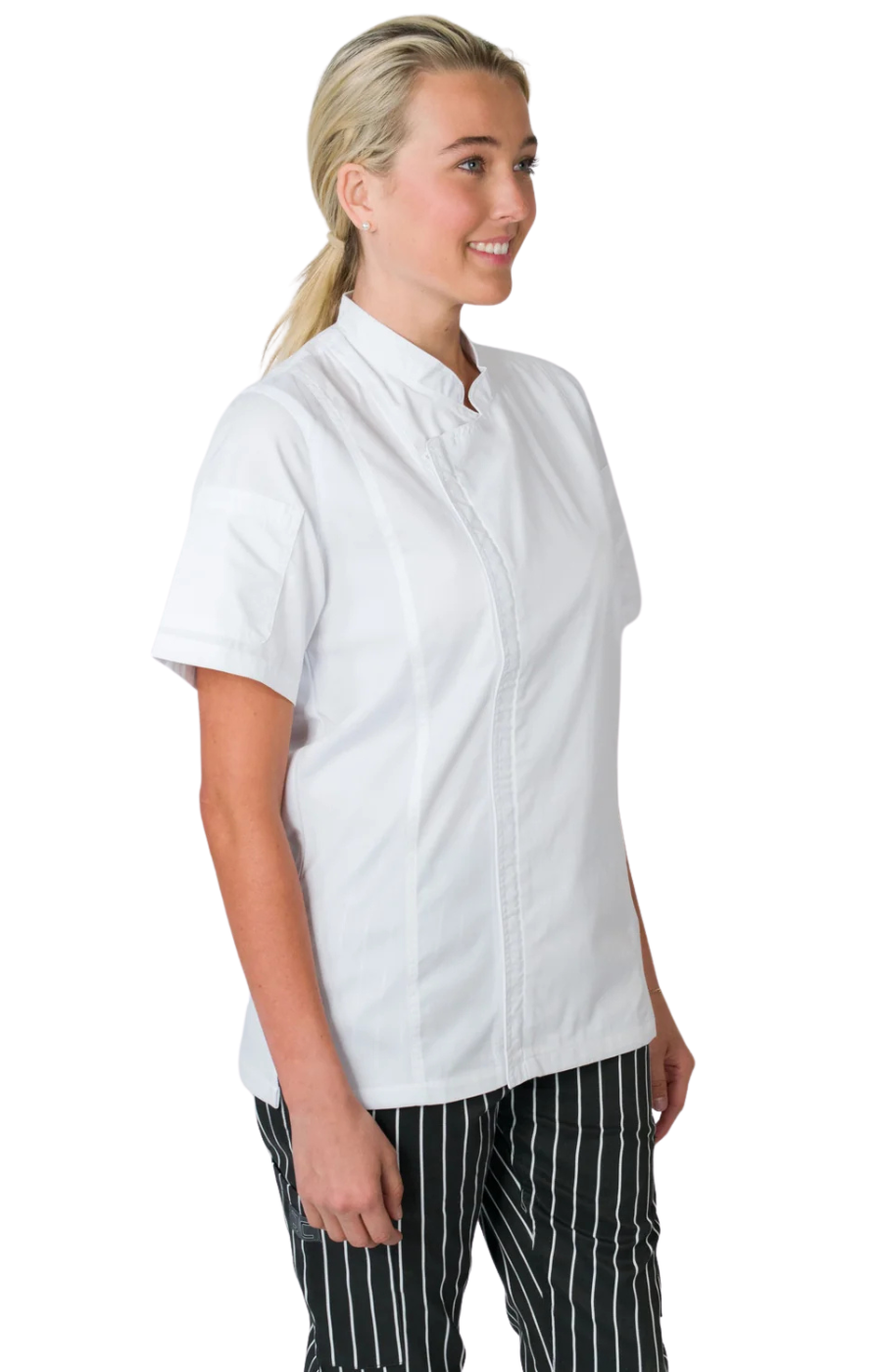 Filipina Unisex Chef Code Mod. Cool Breeze Manga Corta Zipper White