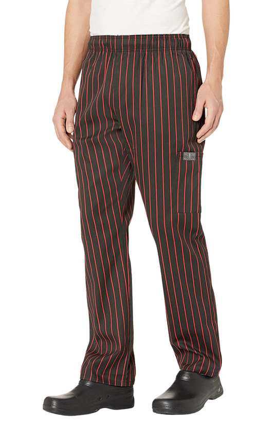 Pantalón Unisex Chef Code Con Jareta y 5 Bolsas Chalkstripe Red