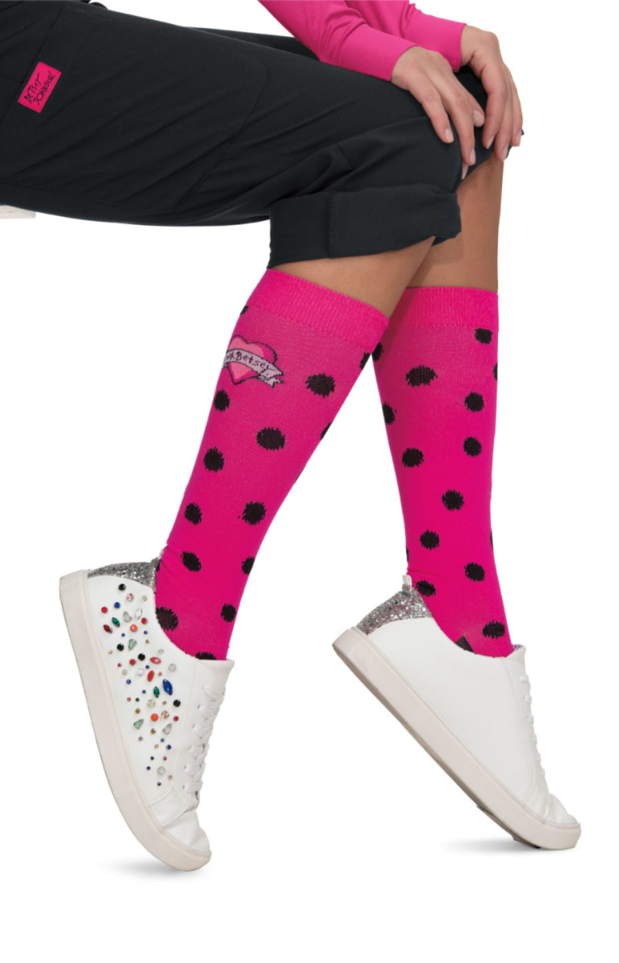 Calcetas Compresión Mujer Koi Betsey Johnson Mod. Pink Black Dots