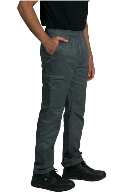 Pantalón Unisex Chef Code Slim Fit Con Cintura Elástica, Zipper y Bolsillos Cargo Heather Charcoal