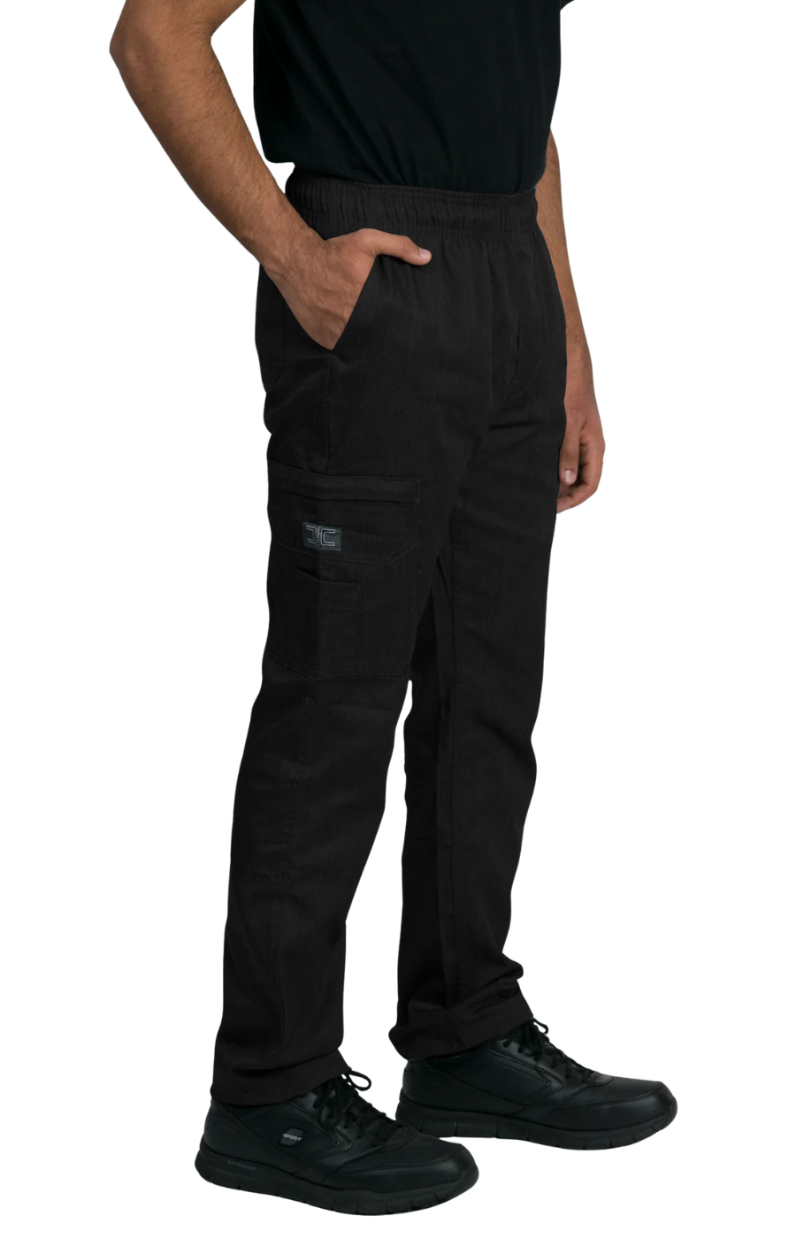 Pantalón Unisex Chef Code Slim Fit Con Cintura Elástica, Zipper y Bolsillos Cargo Black