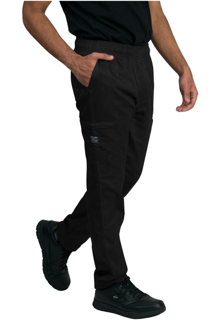 Pantalón Unisex Chef Code Slim Fit Con Cintura Elástica, Zipper y Bolsillos Cargo Black
