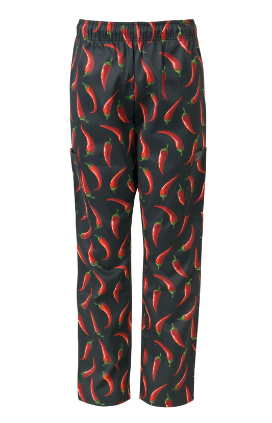 Pantalón Unisex Chef Code Con Jareta y 5 Bolsas Chili Pepper