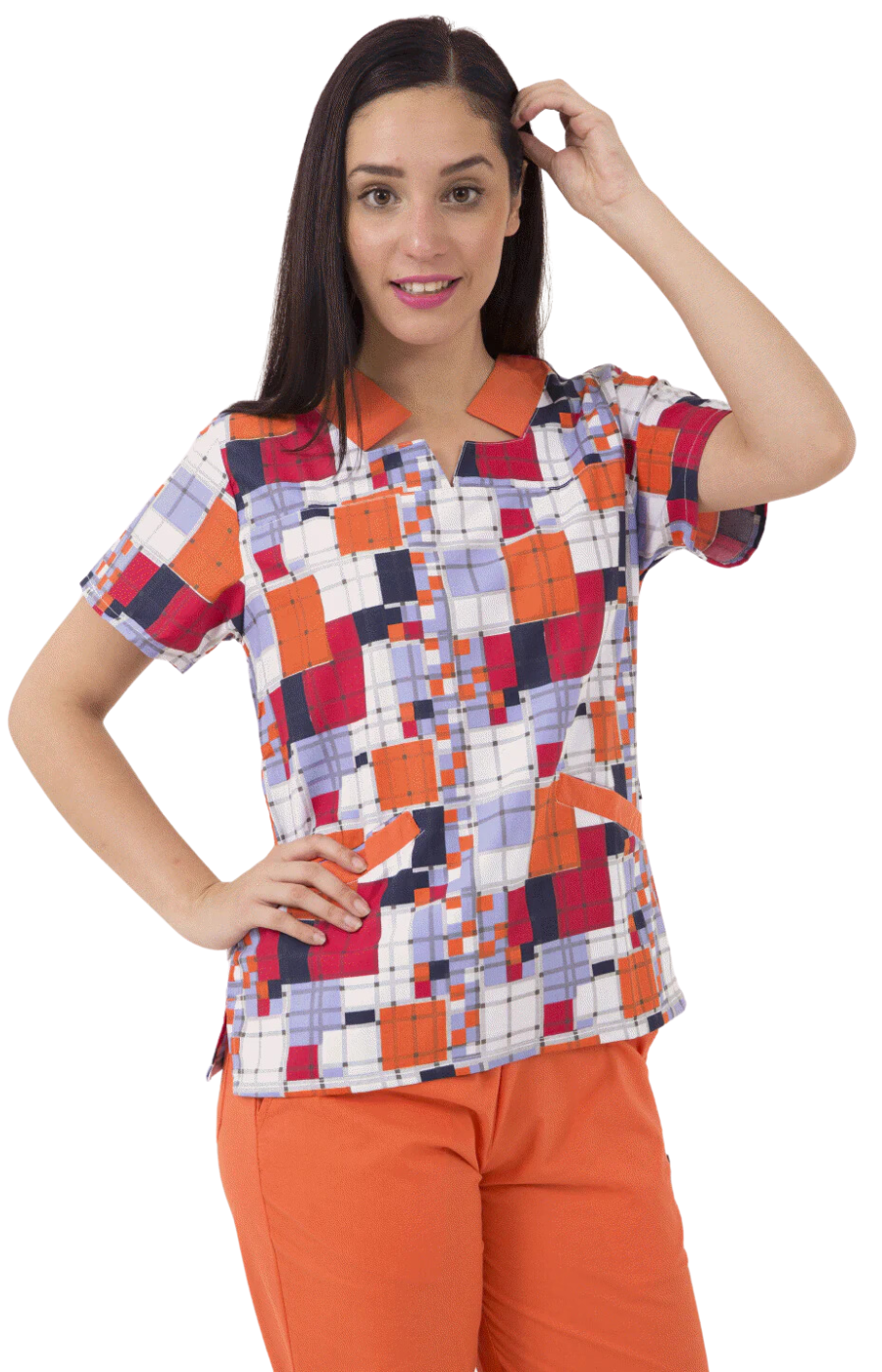 OUT Filipina Mujer Lakhanii Estampada Mod.3153 Geo Squares Coral