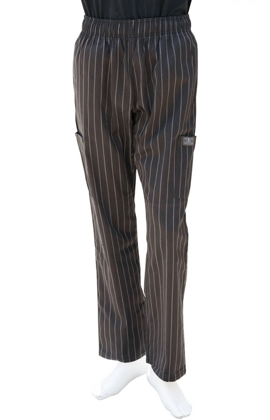 Pantalón Unisex Chef Code Con Jareta y 5 Bolsas Chalkstripe Charcoal