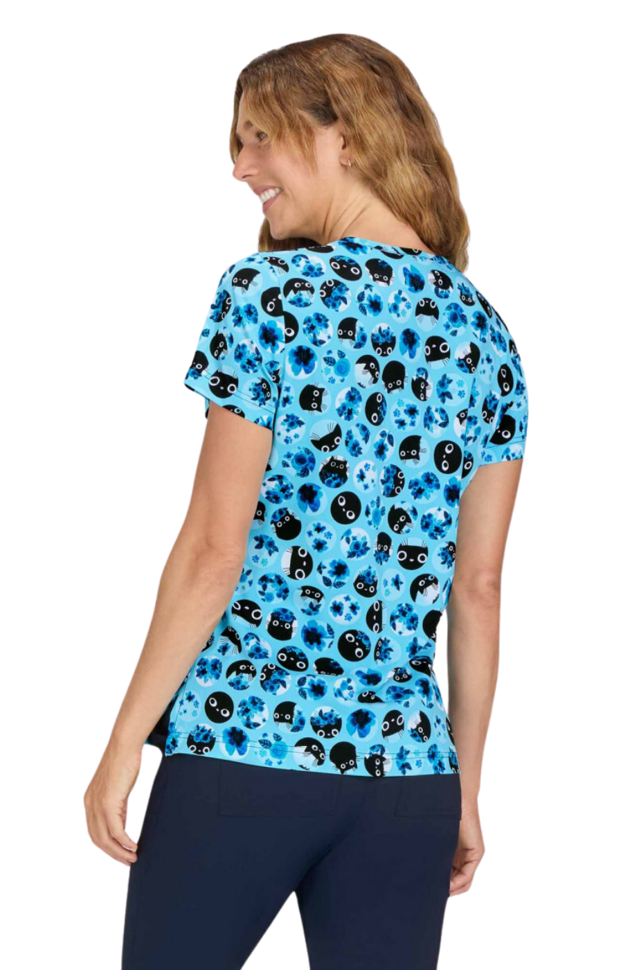 SPRING25 Filipina Mujer Koi Artist Series Estampada Mod. Rosalie Blue Flower Cat